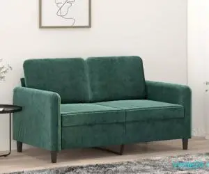 Canapea cu 2 locuri, verde închis, 120 cm, catifea
