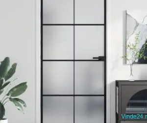 Ușă de interior negru 93x201,5 cm sticlă securiz./aluminiu slim