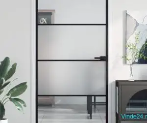 Ușă interior negru 102,5x201,5 cm sticlă securiz./aluminiu slim