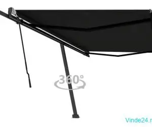 Copertină autonomă retractabilă manual, antracit, 500x300 cm
