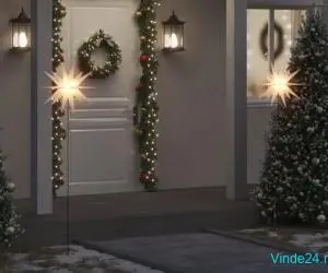 Lumină de Crăciun cu LED/țăruș de sol alb 57 cm pliabil