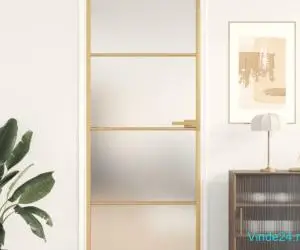Ușă interior Slim auriu 76x201,5 cm sticlă securizată/aluminiu