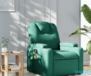 Fotoliu de masaj rabatabil, verde închis, material textil