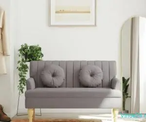 Banchetă cu perne, gri taupe, 113x64,5x75,5 cm, textil