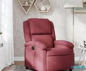 Fotoliu rabatabil, roșu vin, material textil