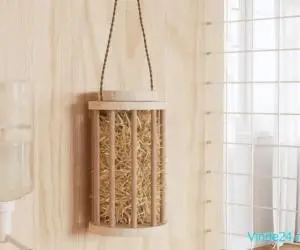 Hrănitor pentru fân de iepuri, Ø15x25,5 cm, lemn masiv brad