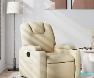 Fotoliu rabatabil, crem, material textil