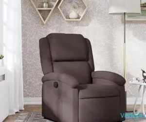 Fotoliu rabatabil, maro închis, material textil