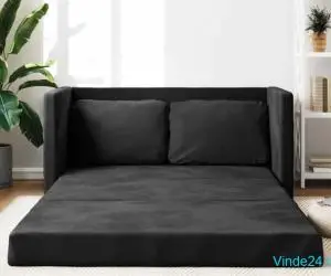 Canapea extensibilă 2 în 1, negru, 122x204x55 cm catifea