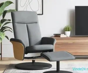 Scaun de relaxare cu taburet, gri deschis, textil