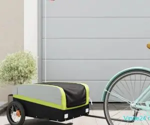 Remorcă pentru biciclete, negru și verde, 30 kg, fier