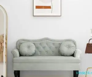 Banchetă cu perne, gri deschis, 120,5x65x75 cm, catifea