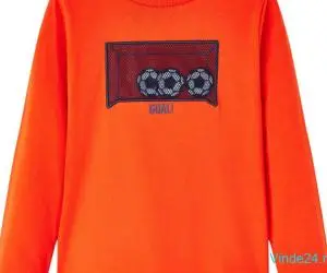 Tricou copii mâneci lungi, portocaliu aprins, 92