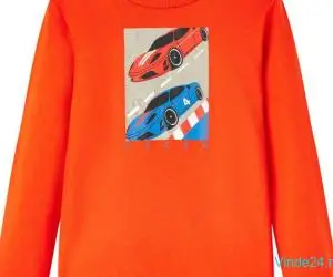 Tricou copii mâneci lungi, portocaliu aprins 140