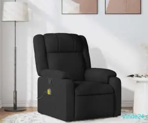 Fotoliu de masaj rabatabil, negru, material textil