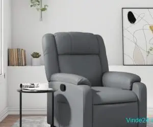 Fotoliu rabatabil, gri, piele ecologică