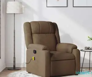 Fotoliu de masaj rabatabil, maro, material textil