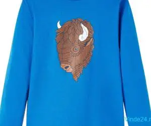 Tricou de copii cu mâneci lungi, albastru cobalt, 128