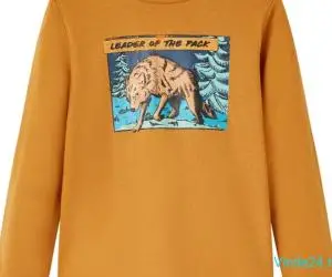 Tricou pentru copii cu mâneci lungi, ocru închis, 92