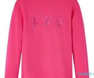 Tricou pentru copii cu mâneci lungi, roz aprins, 140