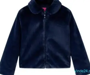Palton pentru copii din blană artificială, bleumarin, 140