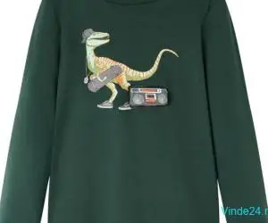 Tricou pentru copii cu mâneci lungi verde închis 116
