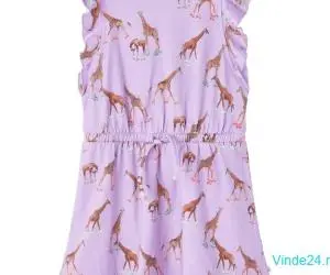 Rochie de copii, mâneci cu volane șnur talie, lila 92