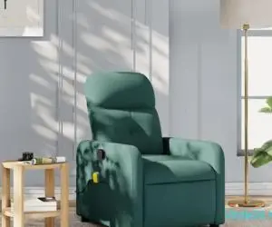 Fotoliu de masaj rabatabil, verde închis, material textil