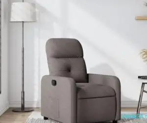 Fotoliu rabatabil, gri taupe, material textil
