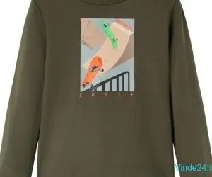 Tricou pentru copii cu mâneci lungi, kaki, 128