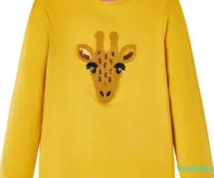 Tricou pentru copii cu mâneci lungi ocru închis 92