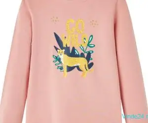 Tricou pentru copii cu mâneci lungi roz deschis 92