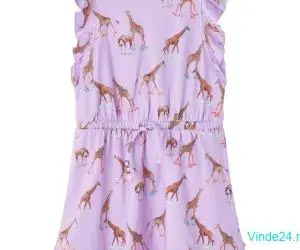 Rochie de copii, mâneci cu volane șnur talie, lila 116