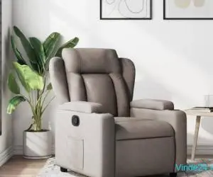 Fotoliu rabatabil, gri taupe, material textil