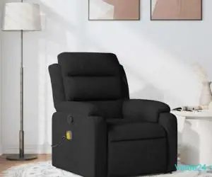 Fotoliu de masaj rabatabil, negru, material textil