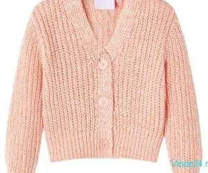 Cardigan pentru copii tricotat roz combinat 92