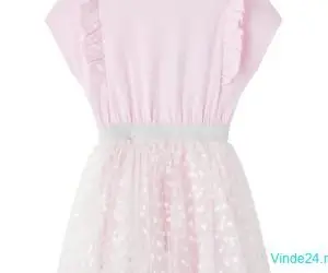 Rochie copii volane, roz deschis, 128
