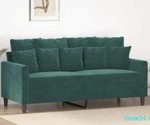 Canapea cu 2 locuri, verde închis, 140 cm, catifea