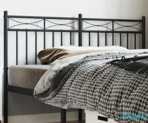 Tăblie de pat metalică, negru, 140 cm