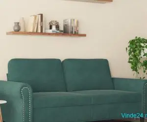Canapea cu 2 locuri, verde închis, 140 cm, catifea