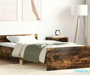 Cadru pat fără saltea stejar fumuriu 100x200 cm lemn prelucrat