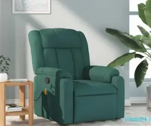 Fotoliu de masaj rabatabil, verde închis, material textil