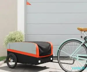 Remorcă pentru biciclete, negru și portocaliu, 45 kg, fier
