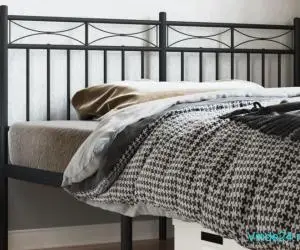 Tăblie de pat metalică, negru, 160 cm