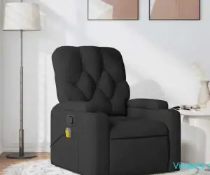 Fotoliu de masaj rabatabil, negru, material textil