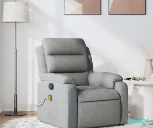 Fotoliu de masaj rabatabil, gri deschis, textil