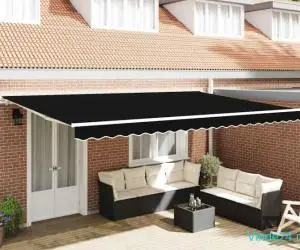 Marchiză Retractabilă Negru 500 × 350 cm Negru