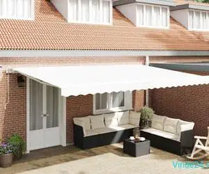 Marchiză Retractabilă Automată cu LED Alb 500x350 cm