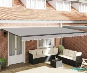 Umbrelă gri deschis Manual Gri deschis 500 × 350 cm Poliester