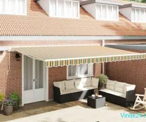 Marchiză retractabilă with Manual Verde și galben 500 × 350 cm